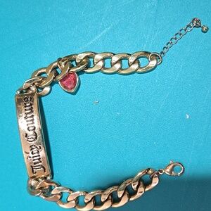 Juicy Couture Gold Tone Bracelet with Pink Heart Accent